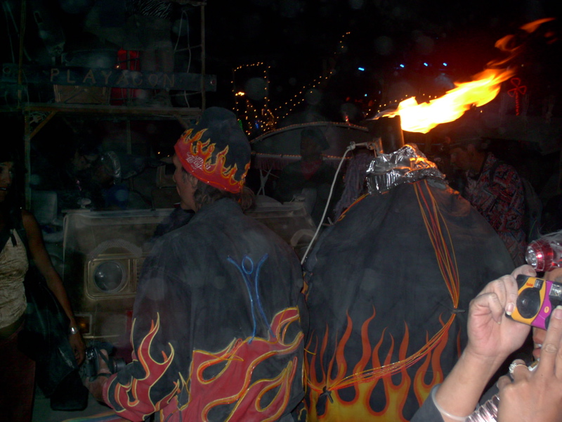 flame cannon near the bar